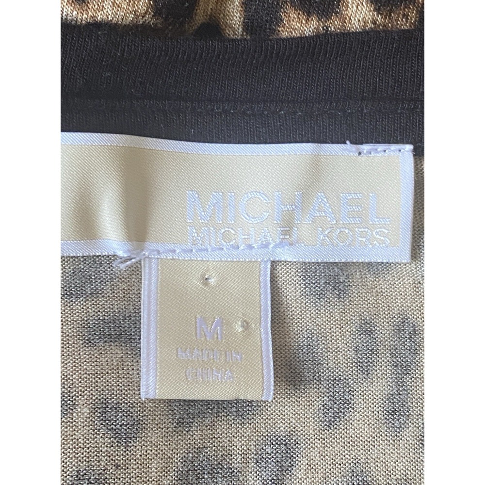 Michael Kors Animal Print Long Sleeve Top With Sheer High Low Hem‎ Size M - Picture 4 of 5